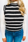 Happy Times Striped Sweater Vest - Black/Ivory