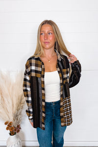 Lena Plaid Button Down Flannel - Black