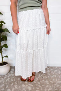 Tea Party Tiered Eyelet Maxi Skirt - White