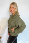 Caffeine Crush Cable Knit Sweater - Olive