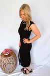 Simply Unforgettable Twist Waist Midi Dress - Black