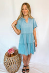 Day Dreamer Denim Tiered Dress - Light Wash