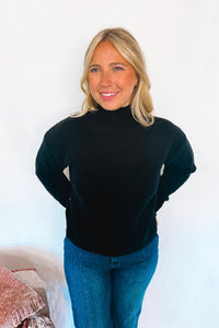 New York Chill Mock Neck Knit Sweater - Black