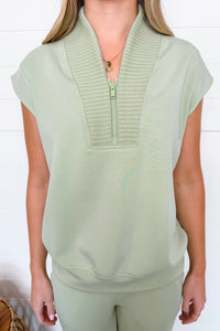 Sporty Spice Scuba Luxe Quarter Zip Up - Pistachio