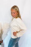 Keep It Casual Waffle Knit Henley Top - Cream