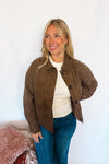 Central Park Faux Suede Jacket - Espresso