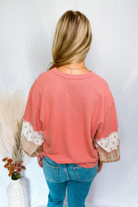 Holding Hands Thermal V-neck Top - Dusty Rose