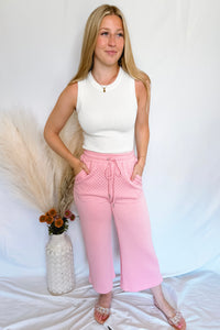 Coffee Run Quilted Straight Leg Pant - Pink