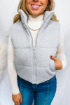 Cafe Hangout Zip Up Knit Vest - Grey