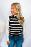 Happy Times Striped Sweater Vest - Black/Ivory