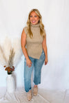 Let's Go Fall Asymmetrical Turtle Neck Sweater Vest - Taupe