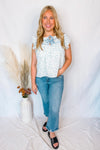 Lovely Thoughts Toile Blouse - Powder Blue