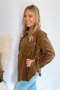 Brittney Corduroy Shacket - Brown