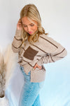 Fall Charm Striped V-Neck Sweater - Taupe/Brown