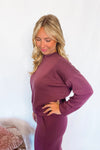 Casual Luxe Crew Neck Top - Plum