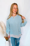 Bailey Striped Oversized Knit Top - Blue/Ivory
