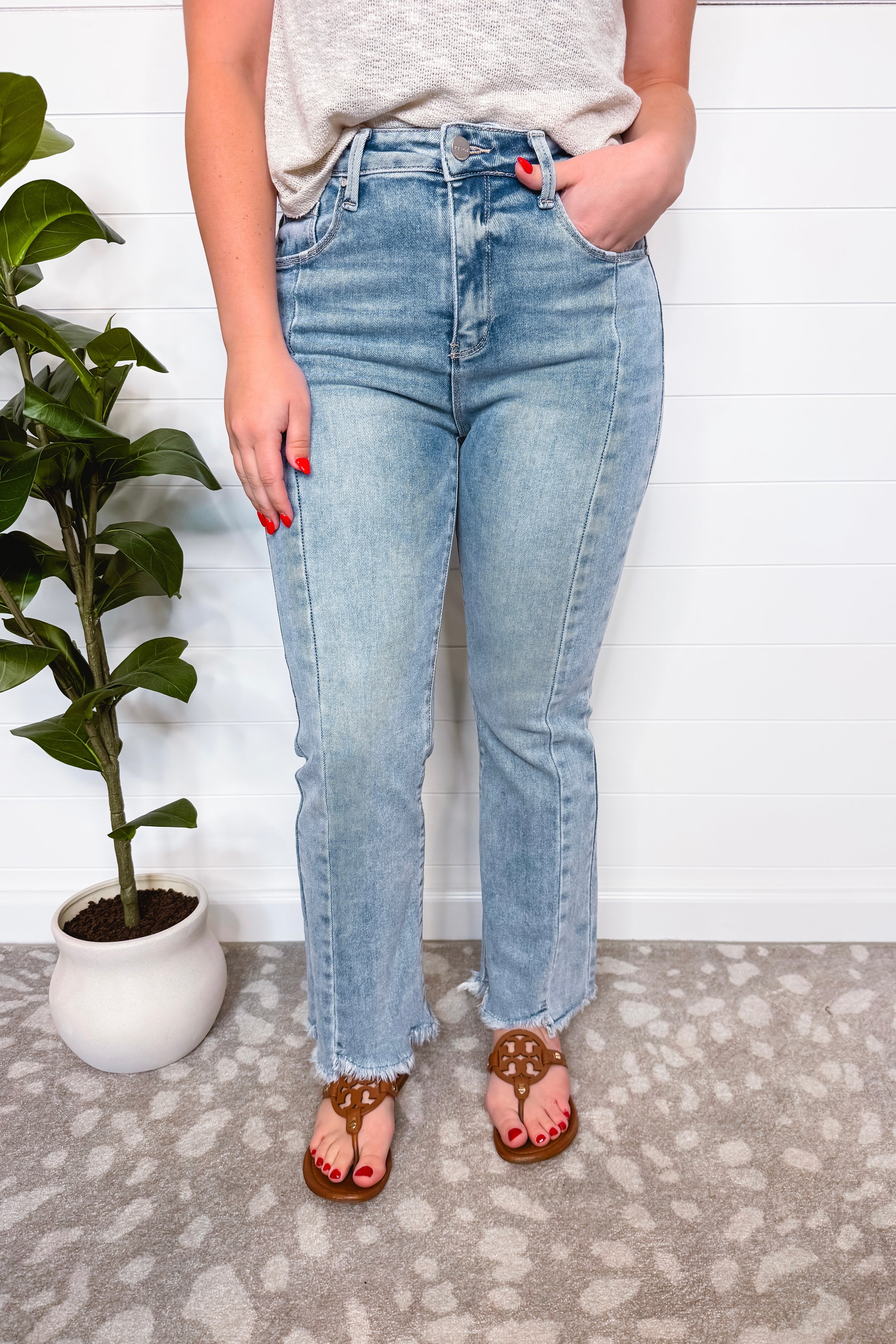 Reese High Rise Flare Seam Risen Jeans - Light