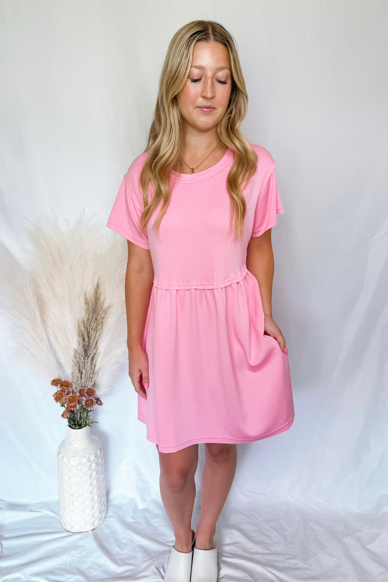 Candy Cutie Tiered Mini Dress - Pink