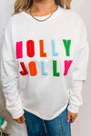 Holly Jolly Crew Neck Pullover- White