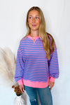 Bailey Striped Oversized Knit Top - Lavender/Pink