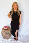 Simply Unforgettable Twist Waist Midi Dress - Black