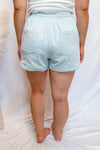 On the Move Striped Linen Drawstring Shorts - Blue