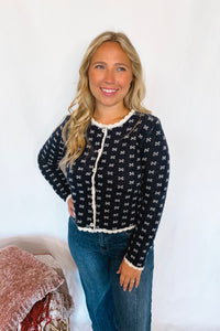 Perfectly Pretty Knit Button Cardigan - Navy
