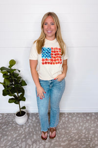 Floral Flag Graphic Tee - Cream