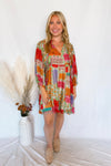 Tea Garden Patchwork Shift Dress - Green/Multi