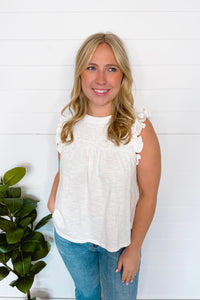 Anything Goes Ruffle Tee - White