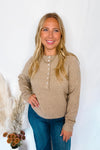 Love A Latte Button Sweater - Tan