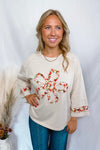 Charming Tropics Flower Patch Crew Neck Top - Khaki