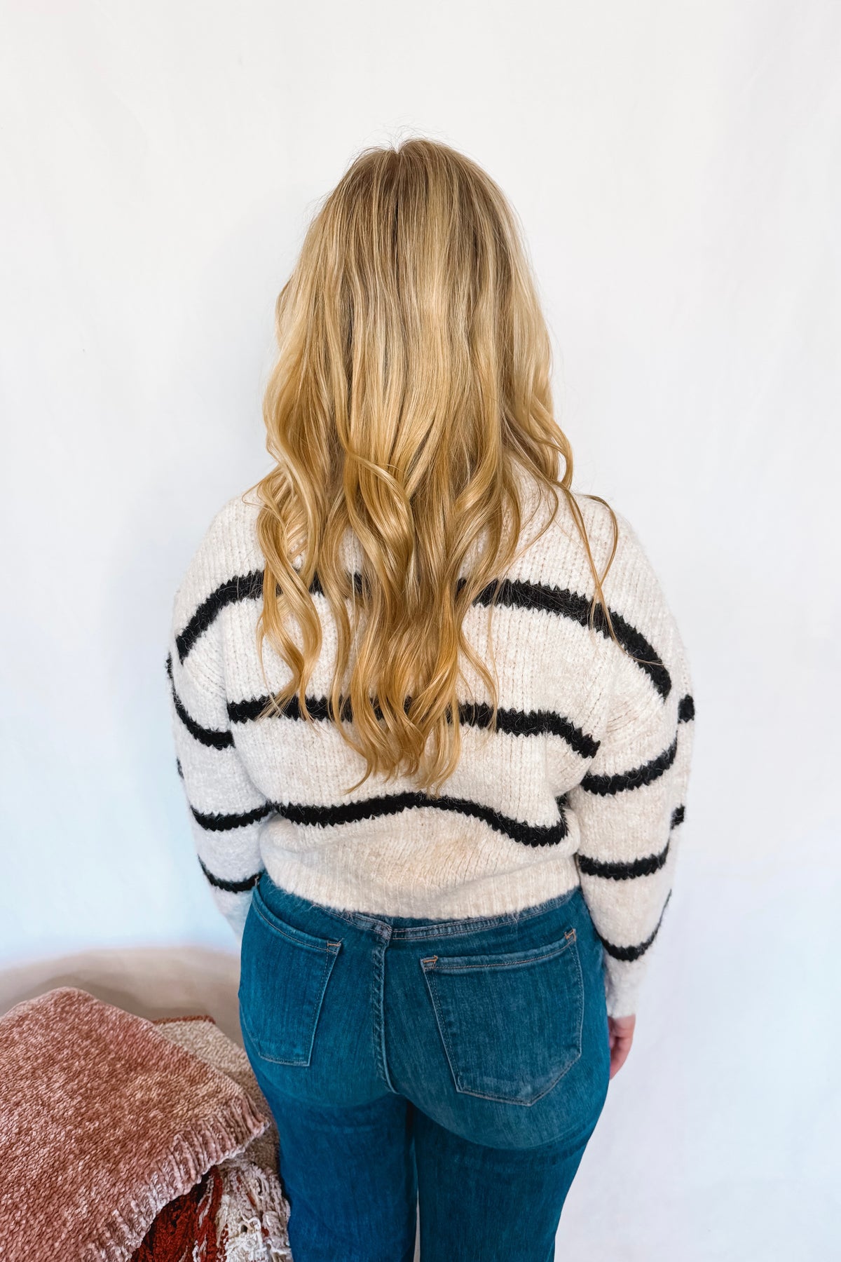 Morning Dew Knit Button Sweater - Ivory/Black