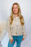 Fall Breeze Mini Houndstooth Shacket - Tan/Ivory