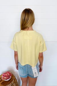 Simple And Sweet Ribbed Top - Butter Yellow