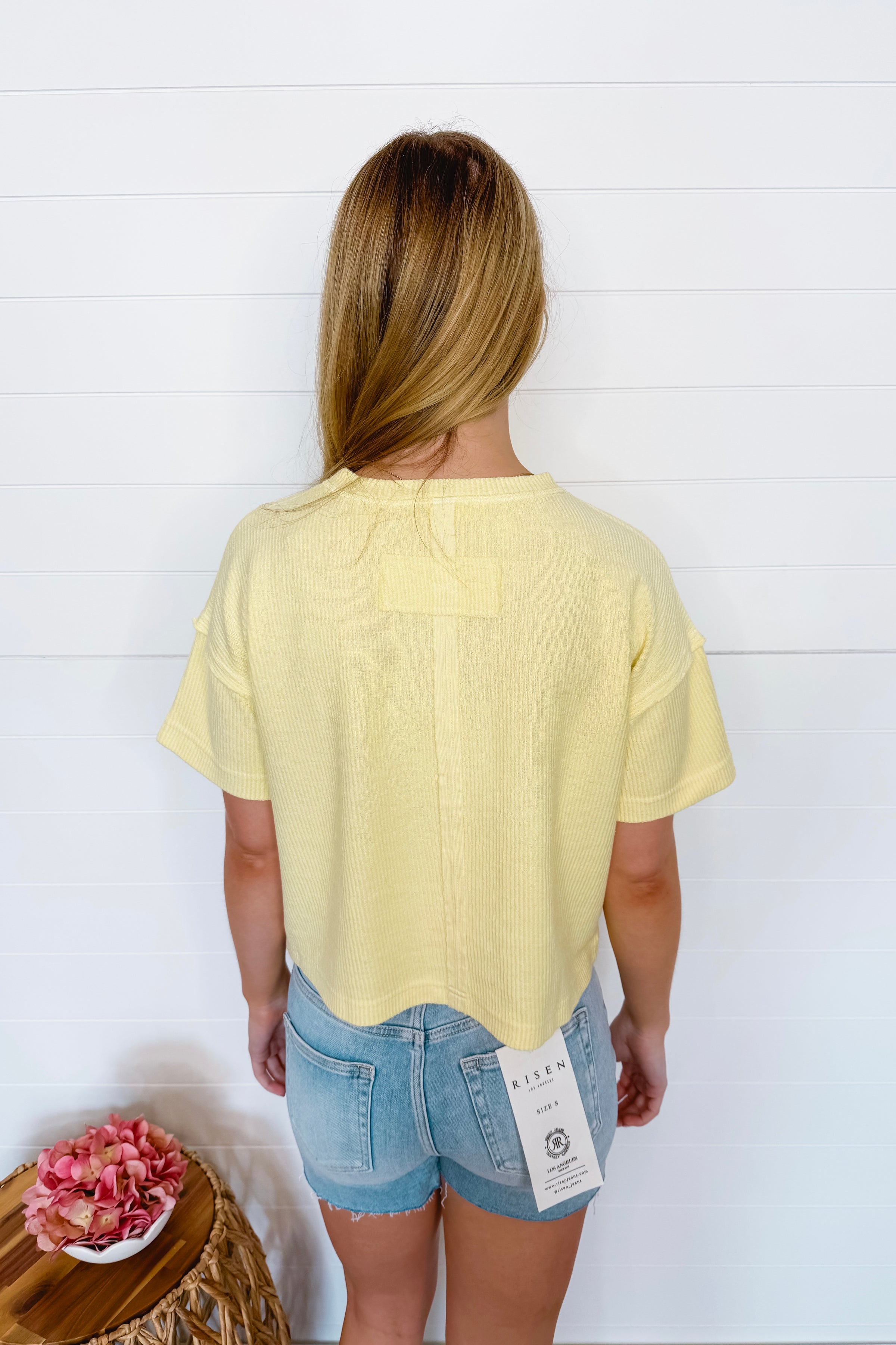 Simple And Sweet Ribbed Top - Butter Yellow