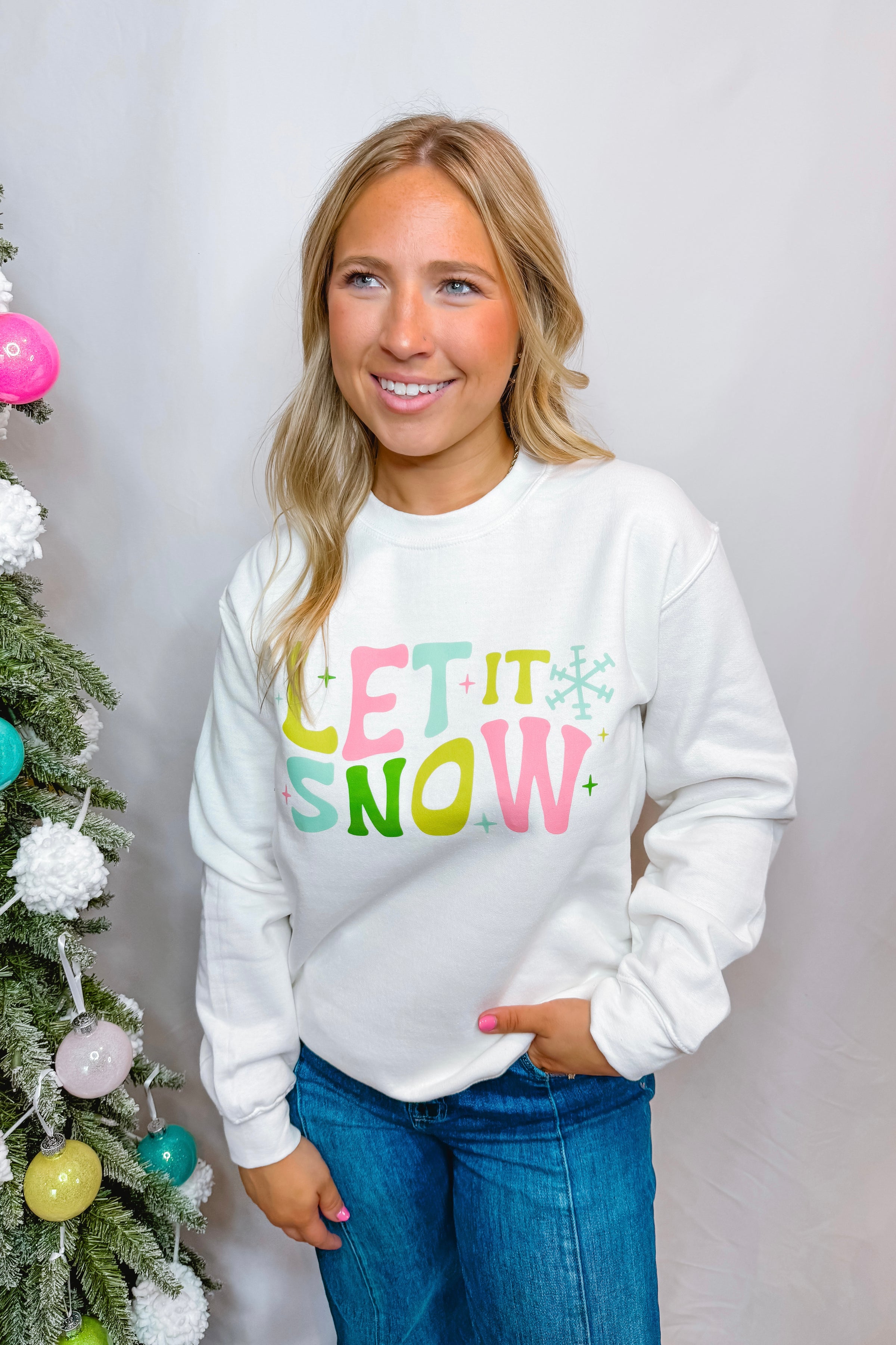 Let It Snow Crew Neck - White