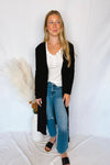Gertie Ribbed Open Front Cardigan - Black