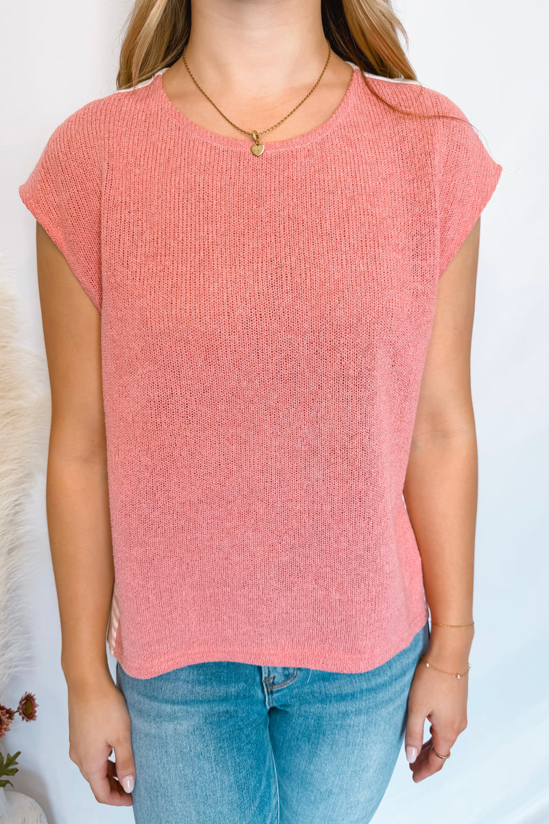 Sweeter Days Mixed Knit Top - Pink