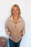 Uptown Charm Quilted Quarter Zip Pullover - Taupe
