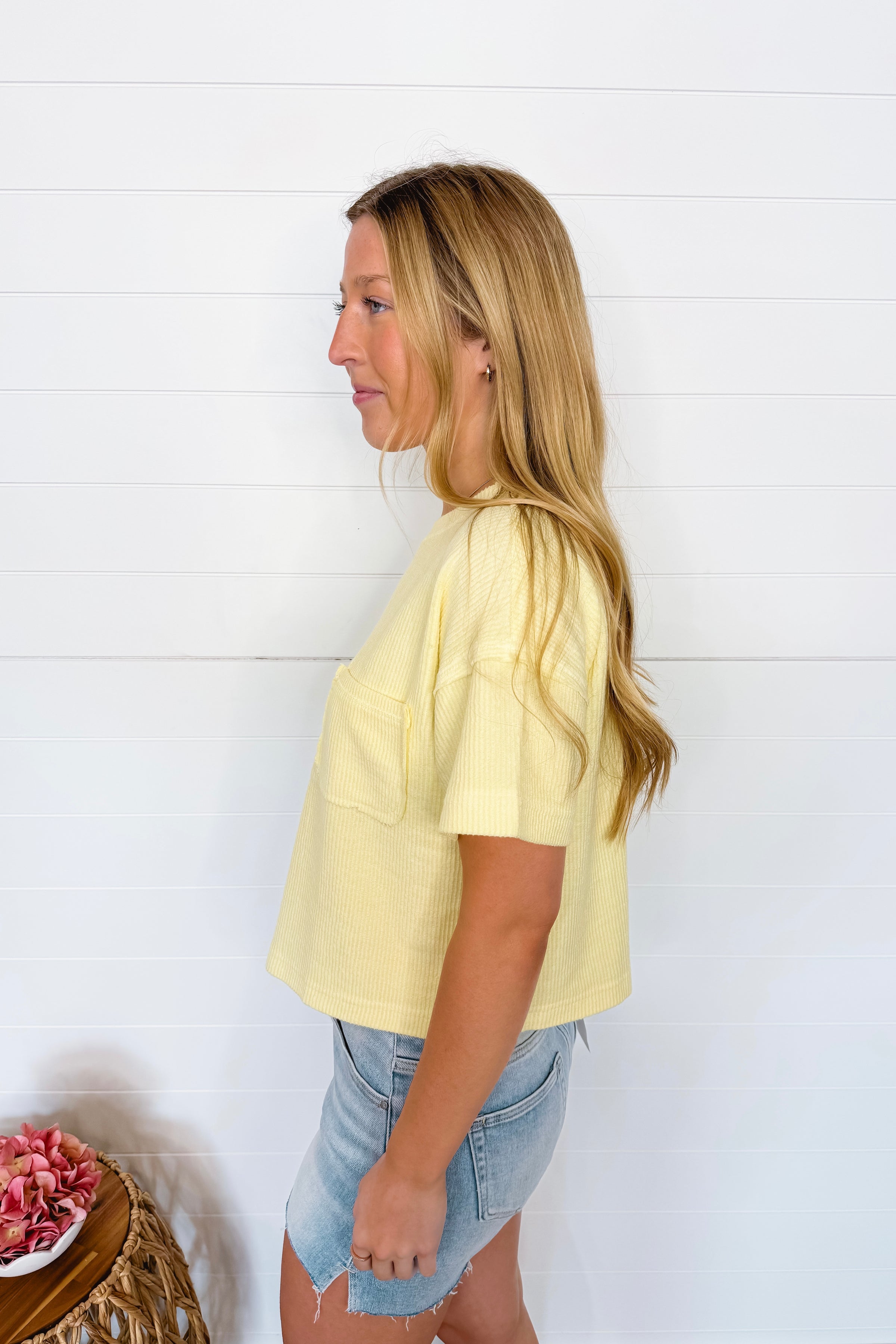 Simple And Sweet Ribbed Top - Butter Yellow