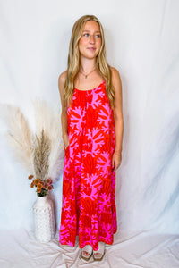 Feeling Hot Print Maxi Dress - Orange Mix
