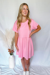 Candy Cutie Tiered Mini Dress - Pink