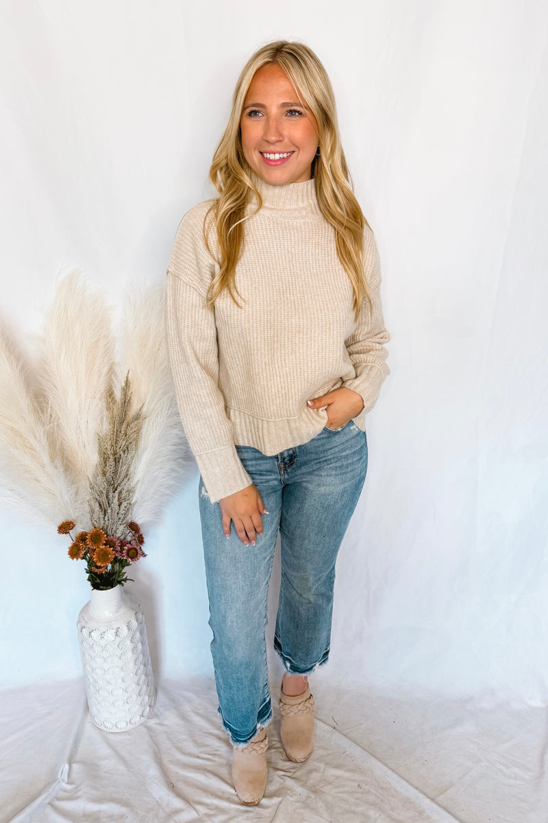Boston Chill Ribbed Knit Sweater - Tan