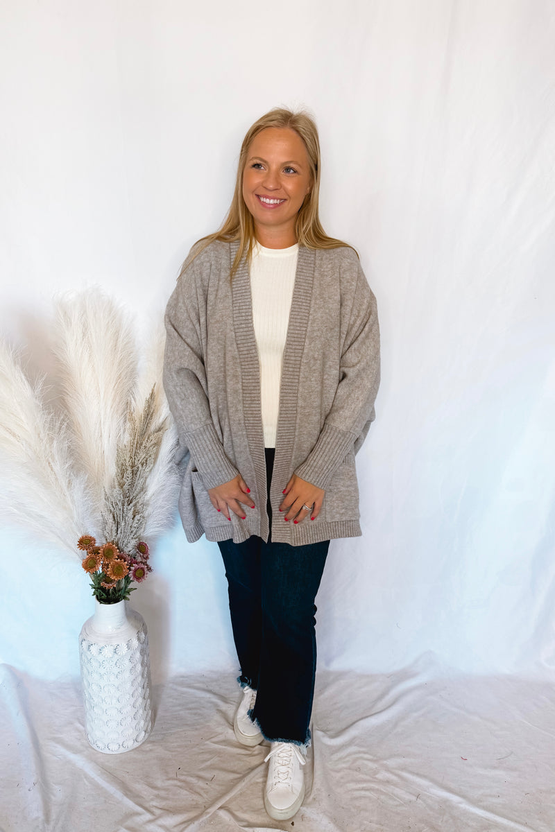 Endless Warmth Dolman Sleeve Open Cardigan - Grey