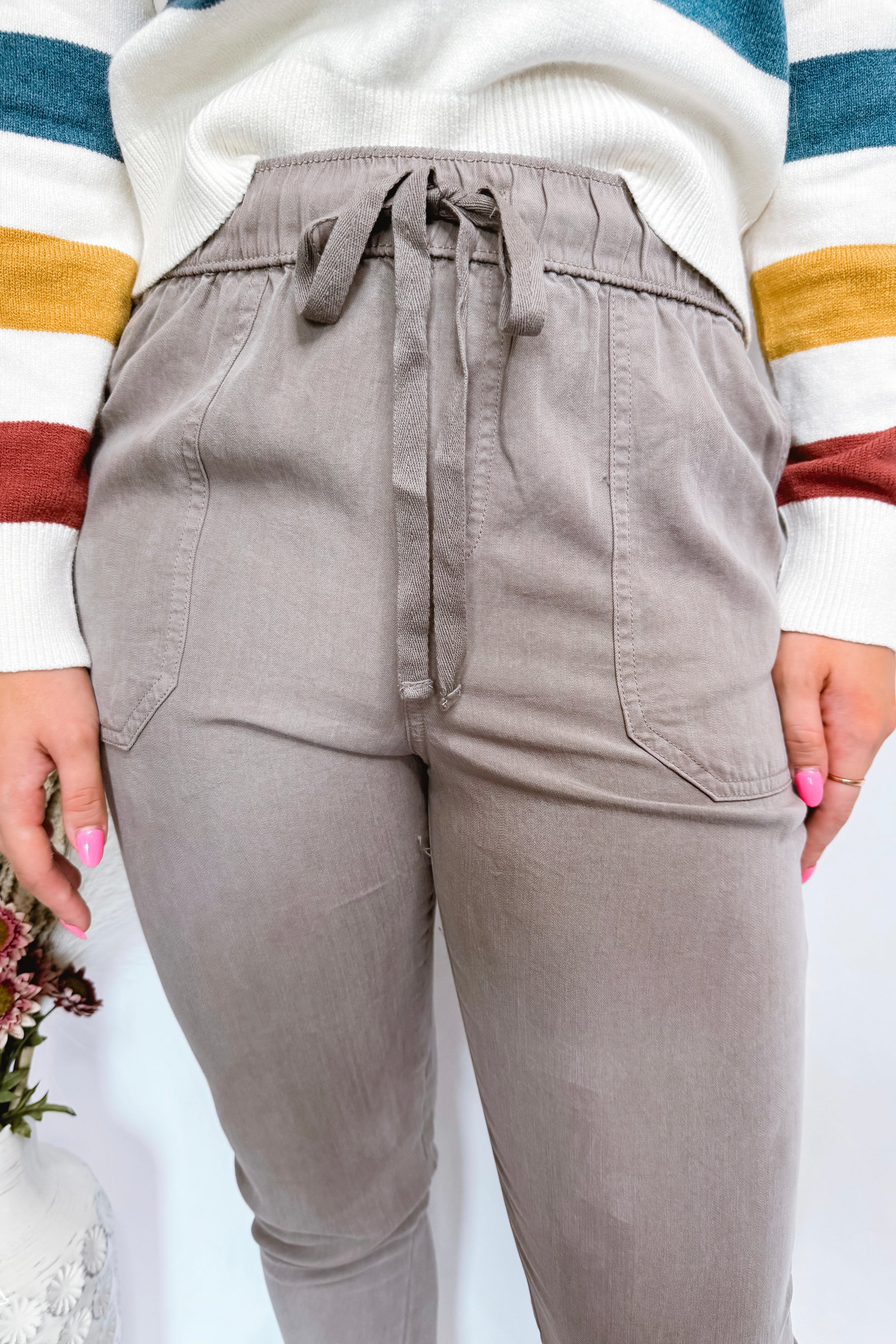 Jade Tencel Drawstring Pants - Grey