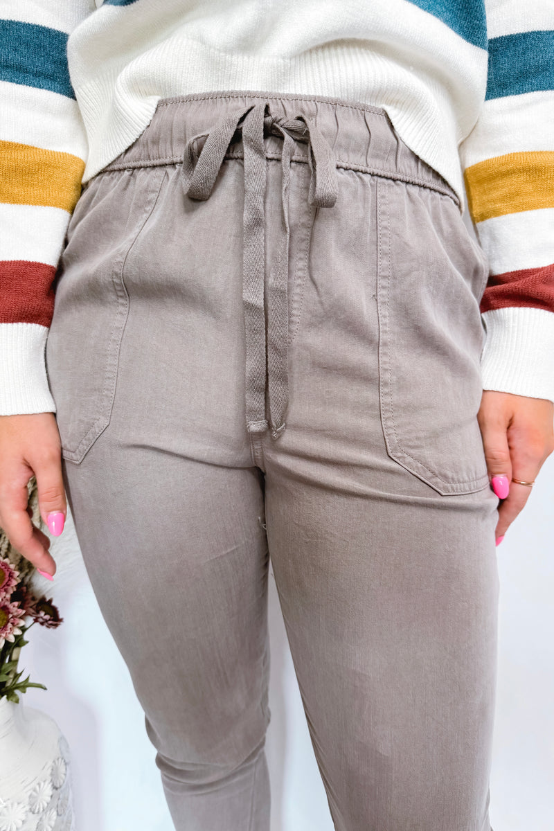 Jade Tencel Drawstring Pants - Grey