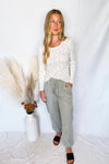 Ellie Tencel Drawstring Cargo Joggers - Pale Sage