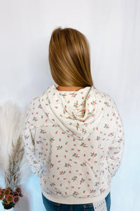 Cozy Embrace Floral Hoodie - Ivory