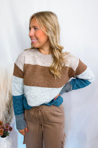 Maple Moments Color Block Sweater - Brown/Multi